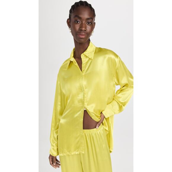 $473 Enza Costa Satin Shirt and Pant Set - Picture 1 of 5
